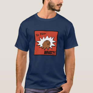 orange white Yo Man What You Want Mug Shot Comics T-Shirt