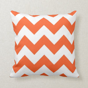 Orange & White Zigzag Stripes Decorative Cushion