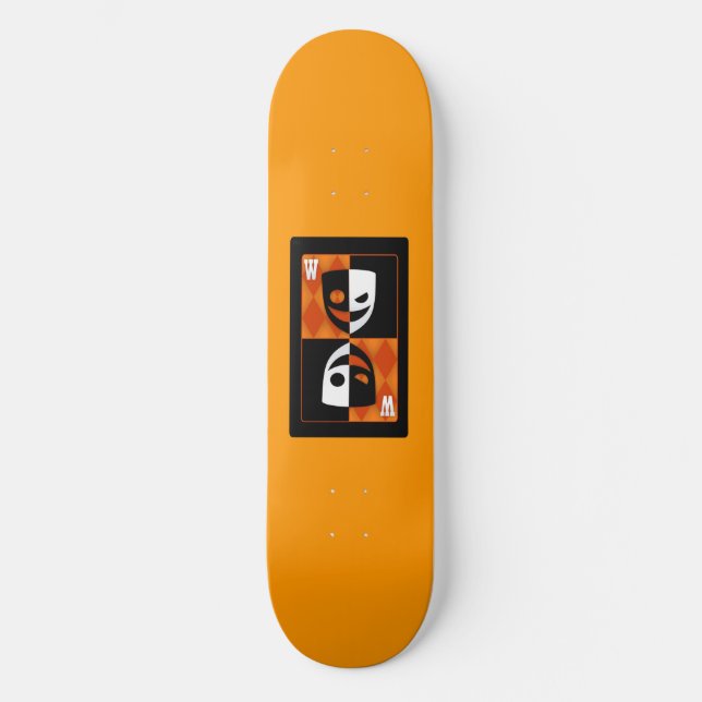 Orange Wilcard Faces Skateboard Deck (Front)