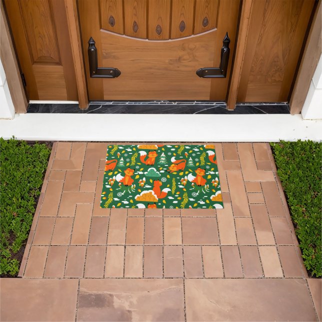 Orange Wild Autumn Winter Forest Fox Doormat (Outdoor)
