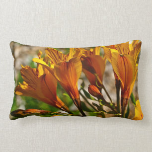 ORANGE WILD SPRING FLOWERS LUMBAR CUSHION
