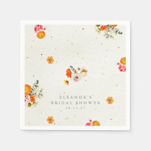 Orange Wildflower Personalised Bridal Shower Napkin