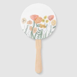 Orange Wildflowers Hand Fan