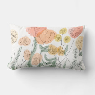 Orange Wildflowers Lumbar Cushion