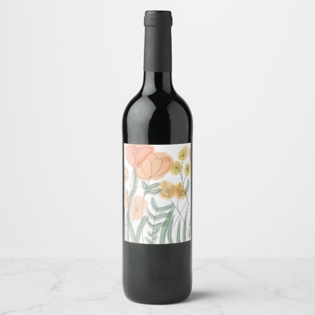 Orange Wildflowers Wine Label (Front)