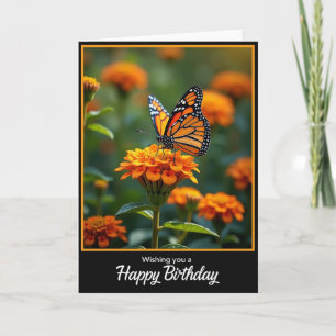 Orange Winged Insect Birthday Card