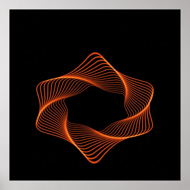 Orange Wire Frame Torus Object Poster (Front)