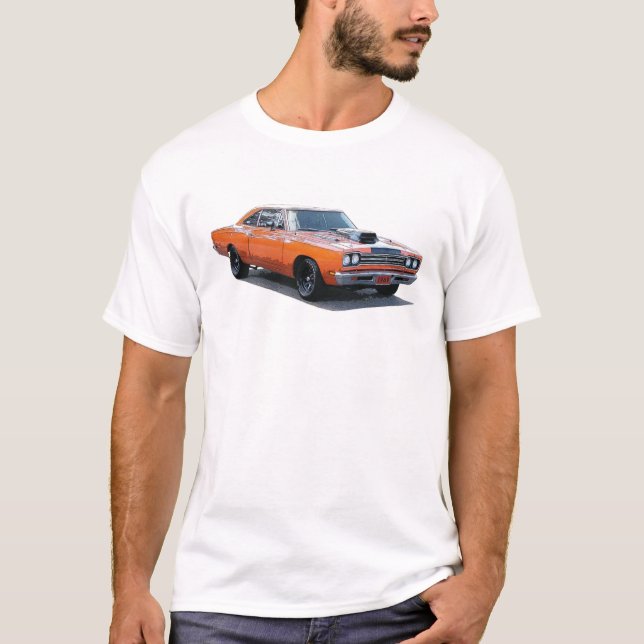 Orange with black stripe 1967 Plymouth Roadrunner. T-Shirt (Front)