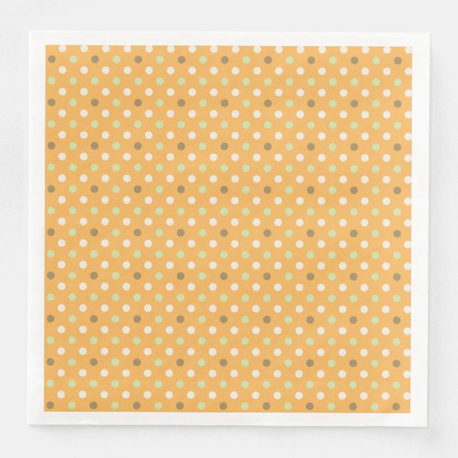 Orange With Green Dots Pattern Napkin (Front)