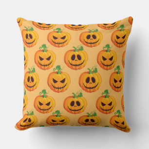 ORANGE WITH ORANGE HALLOWEEN PUMPKINS CUSHION