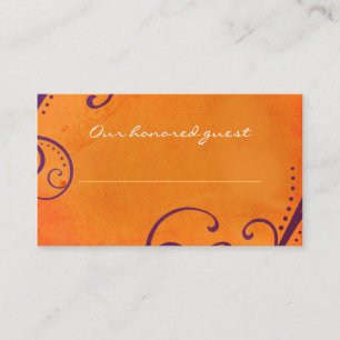 Orange with Plum Swirls Placecard / Favour Tag v2