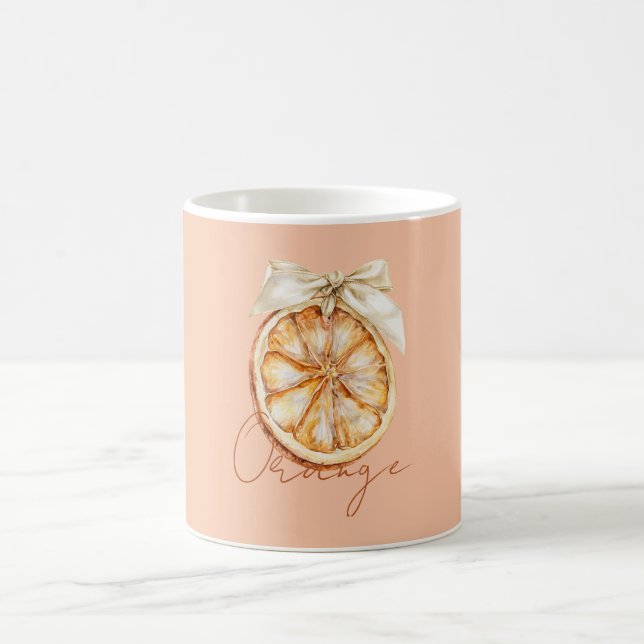 Orange with Pretty Cream Bow Coffee Mug (Center)