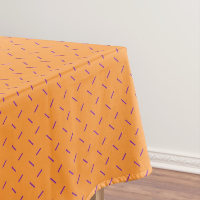 Orange with Purple Dash Pattern Tablecloth (In Situ)