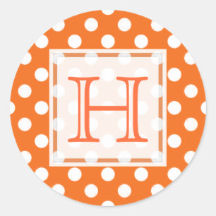 Orange With White Polka-dot Monogram Stickers
