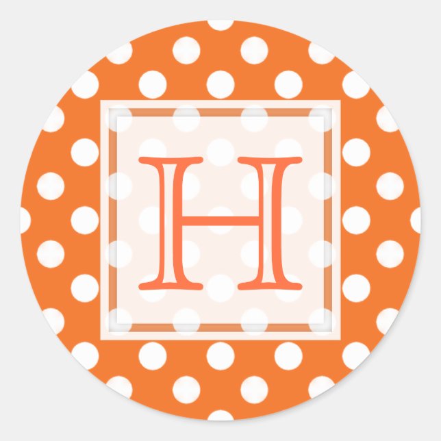 Orange With White Polka-dot Monogram Stickers (Front)