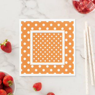 Orange With White Polka Dots Napkins