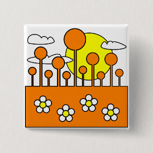 Orange World 15 Cm Square Badge