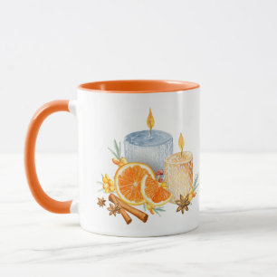 Orange Wreath Candles Cinnamon Christmas Mug