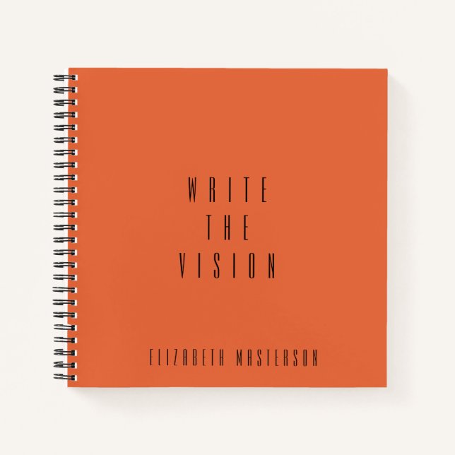 Orange 'Write The Vision' Typography Journal (Front)