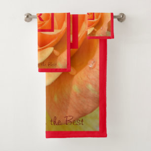 Orange Yellow A Rose is the Best Monogrammed Bath Towel Set