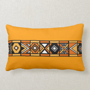 Orange Yellow African art pillow