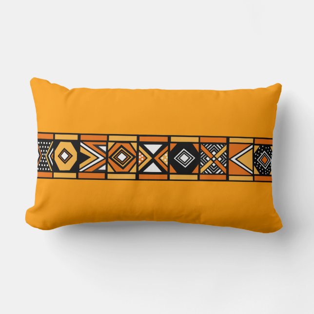 Orange Yellow African art pillow (Front)