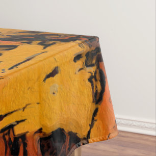 Orange, Yellow and Black Abstract Tablecloth