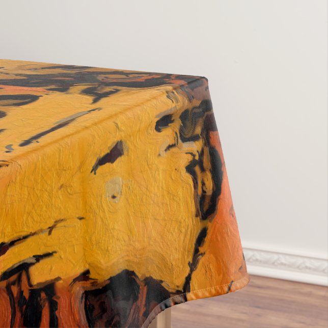 Orange, Yellow and Black Abstract Tablecloth (In Situ)