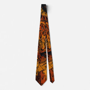 Orange, Yellow and Black Abstract Tie