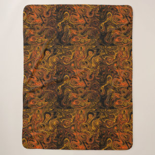 Orange, Yellow and Black Fire Stone Sherpa Blanket