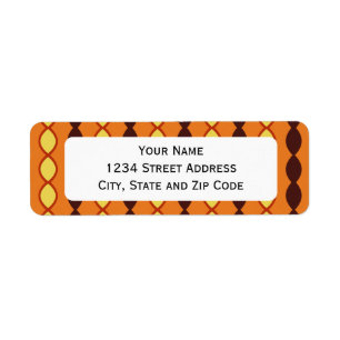 Orange Yellow and Brown Retro 70's Pattern Return Address Label