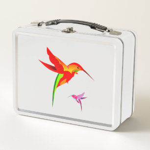 Orange Yellow And Green Hummingbird Metal Lunch Box