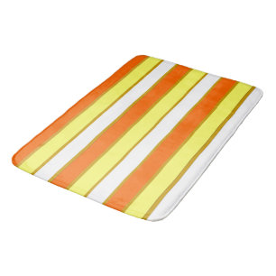 Orange, Yellow and White Stripes Bath Mat