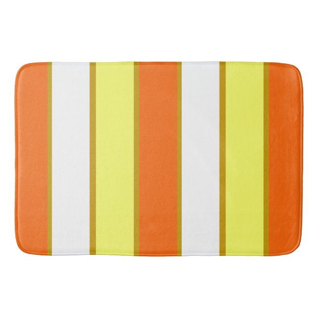 Orange, Yellow and White Stripes Bath Mat (Front)