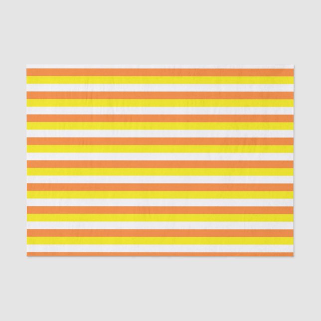 Orange, Yellow and White Stripes Tissue Paper (Front)