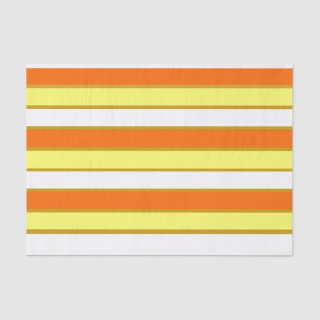 Orange, Yellow and White Stripes Tissue Paper (Front)