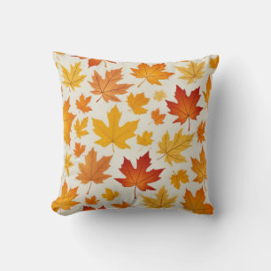 Orange Yellow Autumn Maple Leaves Pattern  Cushion