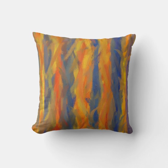 Orange Yellow Blue Abstract Art Painting 3 Cushion (Front)