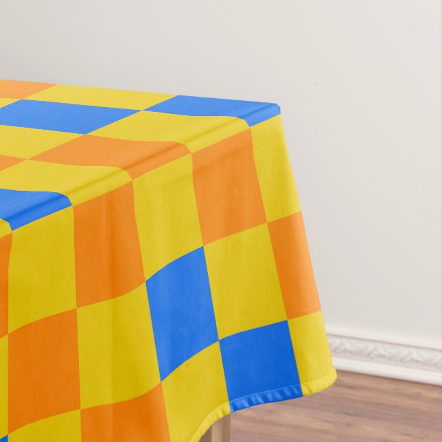 Orange Yellow Blue Chequered Pattern Design  Tablecloth (In Situ)