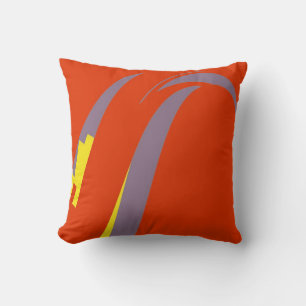 Orange Yellow Blue Retro Abstract Art Deco Cushion