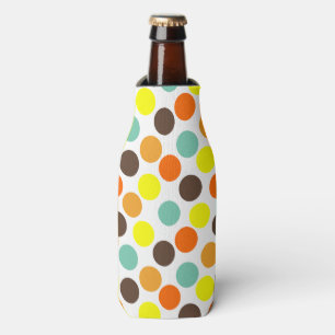 Orange, Yellow, Brown, Blue Dots Bottle Cooler