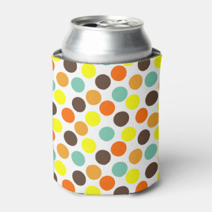 Orange, Yellow, Brown, Blue Dots Can Cooler