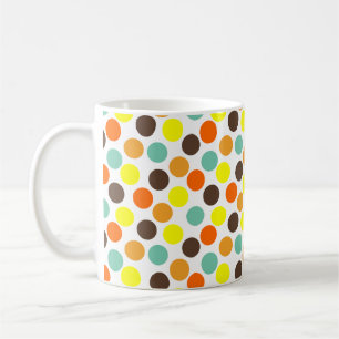 Orange, Yellow, Brown, Blue Dots Coffee Mug