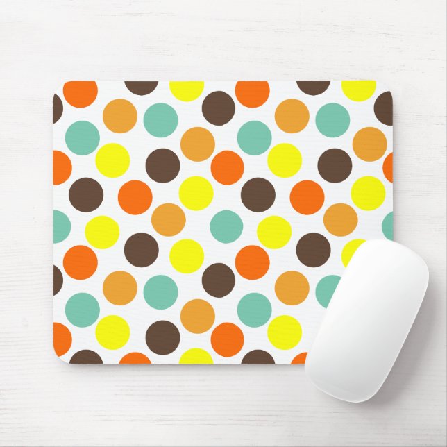Orange, Yellow, Brown, Blue Dots  Mouse Pad (With Mouse)