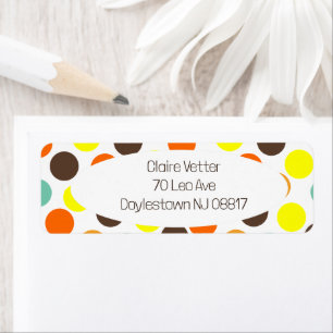 Orange, Yellow, Brown, Blue Dots  Return Address Label