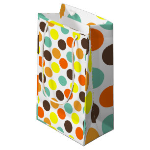 Orange, Yellow, Brown, Blue Dots Small Gift Bag