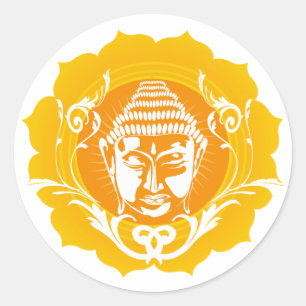 Orange & Yellow Buddha Classic Round Sticker