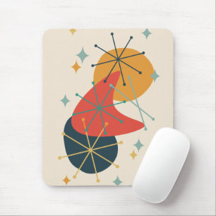 Orange, Yellow, Charcoal Mid-Century Abstract Mouse Pad