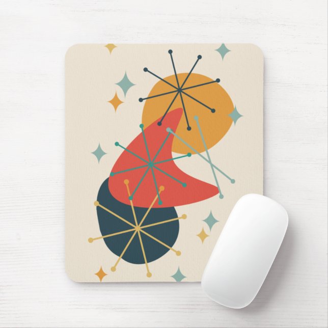 Orange, Yellow, Charcoal Mid-Century Abstract Mouse Pad (With Mouse)