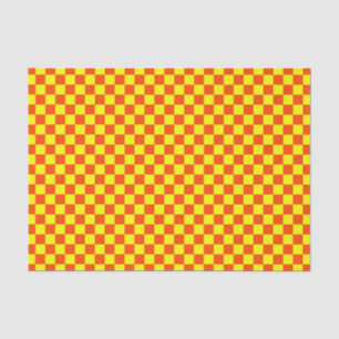 Orange Yellow Chequerboard Pattern Tissue Paper